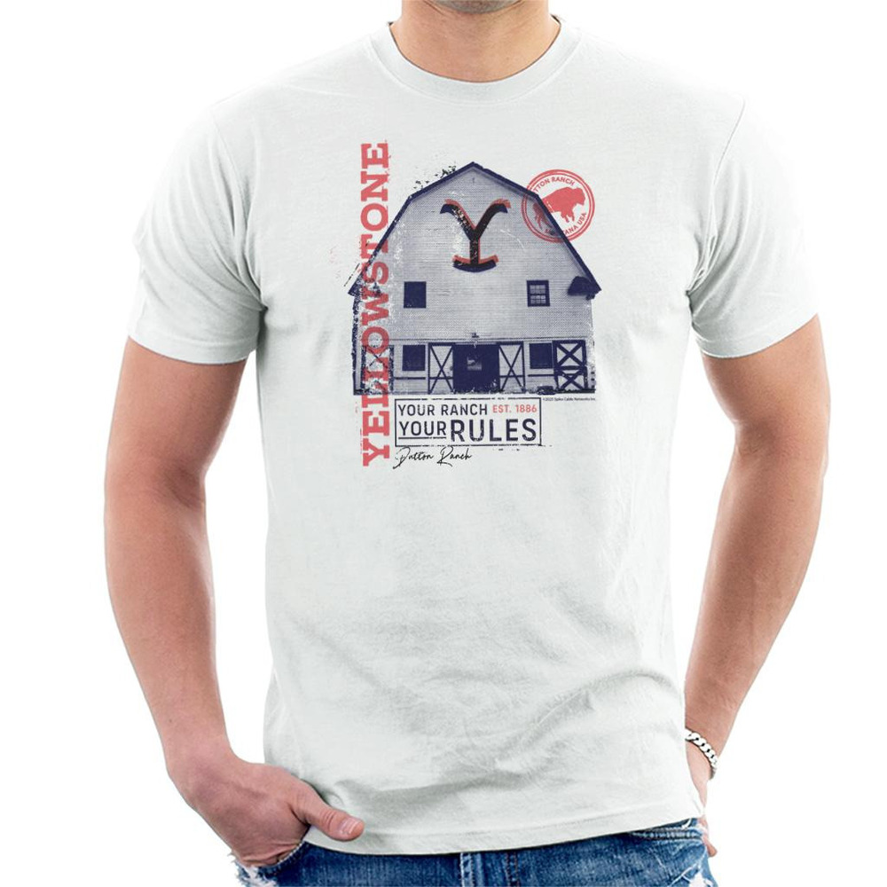 Yellowstone Dutton Ranch Your Rules Barn Mens T-Shirt